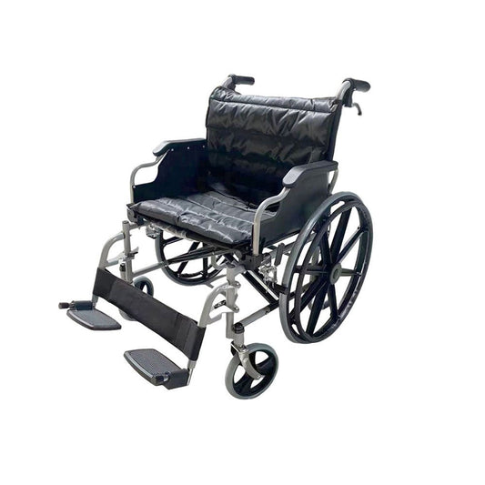 S01 Heavy-Duty Foldable Wheelchair 6061 Aluminum Alloy Frame 150KG Load Capacity 24" Rear Wheels Adjustable Armrests Footrests PU Padding Durable High-Strength Portable Mobility Wheelchair