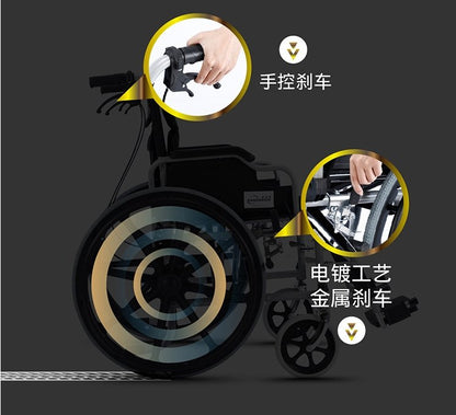 S01 Heavy-Duty Foldable Wheelchair 6061 Aluminum Alloy Frame 150KG Load Capacity 24" Rear Wheels Adjustable Armrests Footrests PU Padding Durable High-Strength Portable Mobility Wheelchair