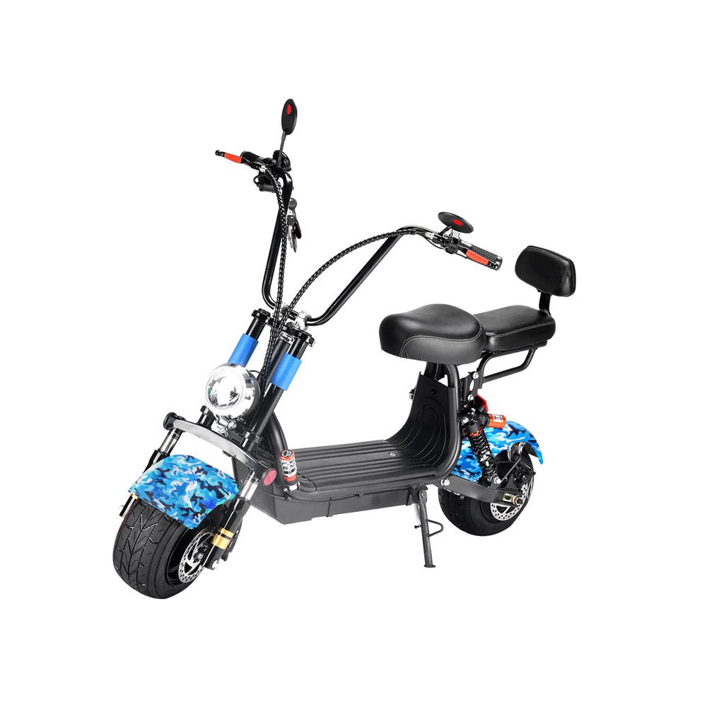 Small two seat big tires with BT two wheels adult Camouflage Blue Harley-style motorcycle