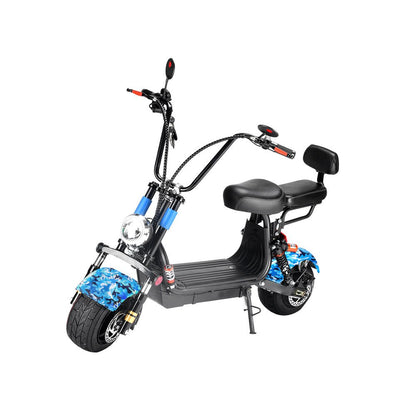 Small two seat big tires with BT two wheels adult Camouflage Blue Harley-style motorcycle