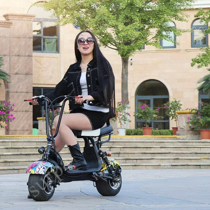 Small Harley Two-Seat Electric Motorcycle 1000W – Red Spider Edition Harley-style motorcycle