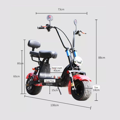 Small Harley Two-Seat Electric Motorcycle 1000W – Red Spider Edition Harley-style motorcycle