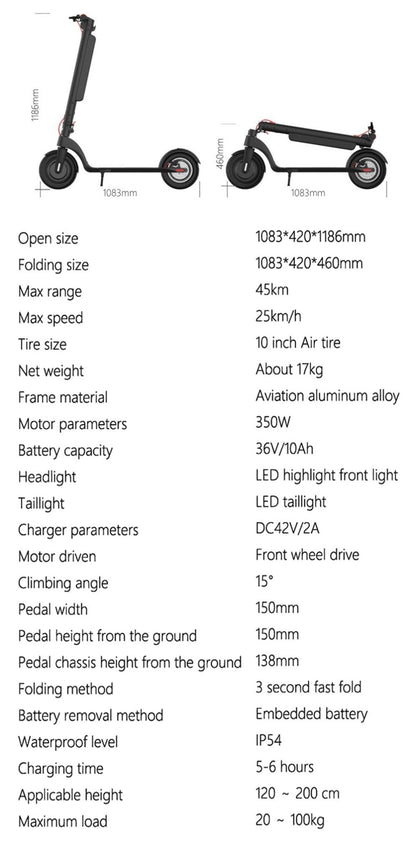 CRONY X8 Electric Kick Scooter Max speed 38KM Replaceable dual battery capacity Foldable10 inch - Edragonmall.com
