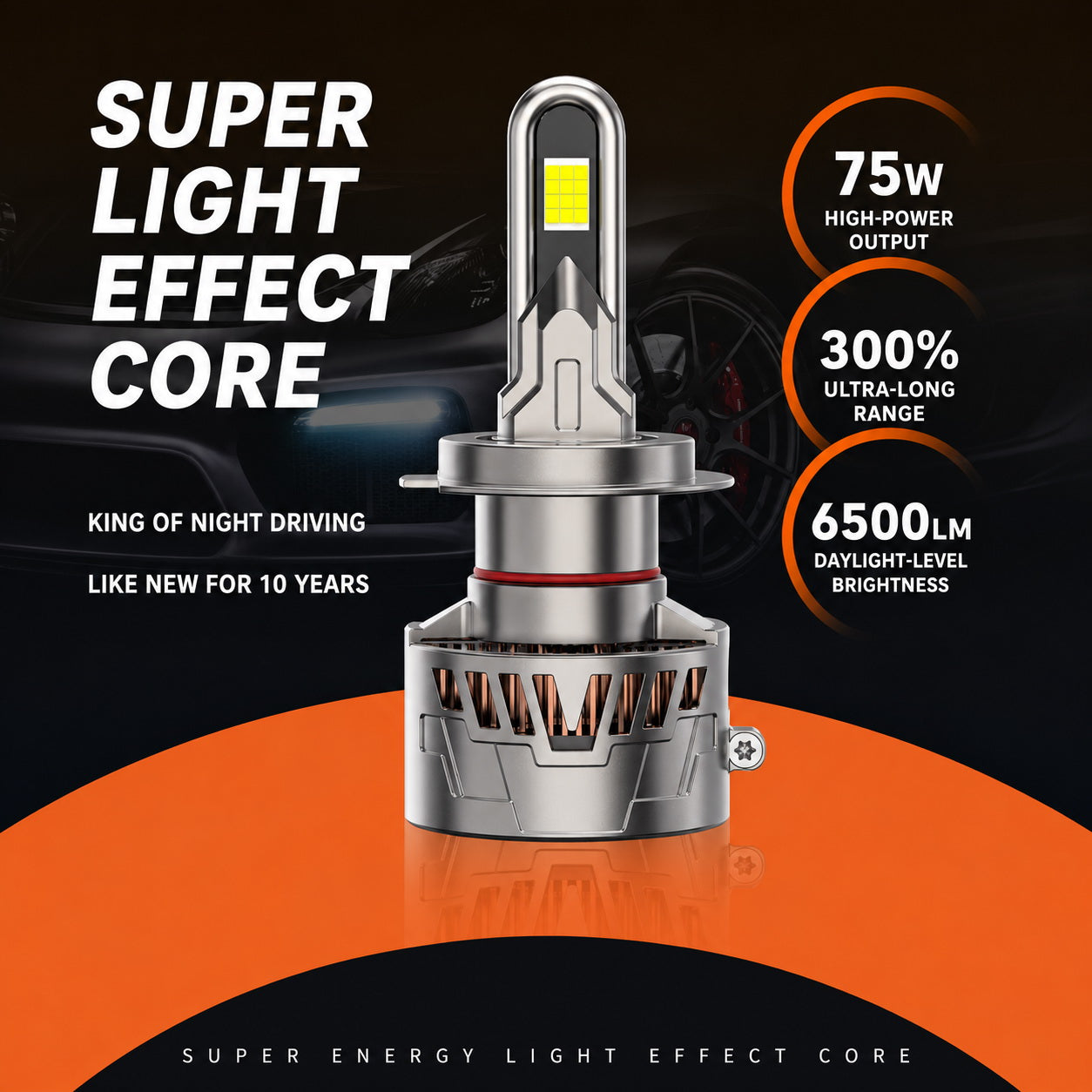 Y2-H1-6500K LED Car Bulb 125W High Brightness Light 6500K White Beam IP67 Waterproof Automotive Headlight Upgrade