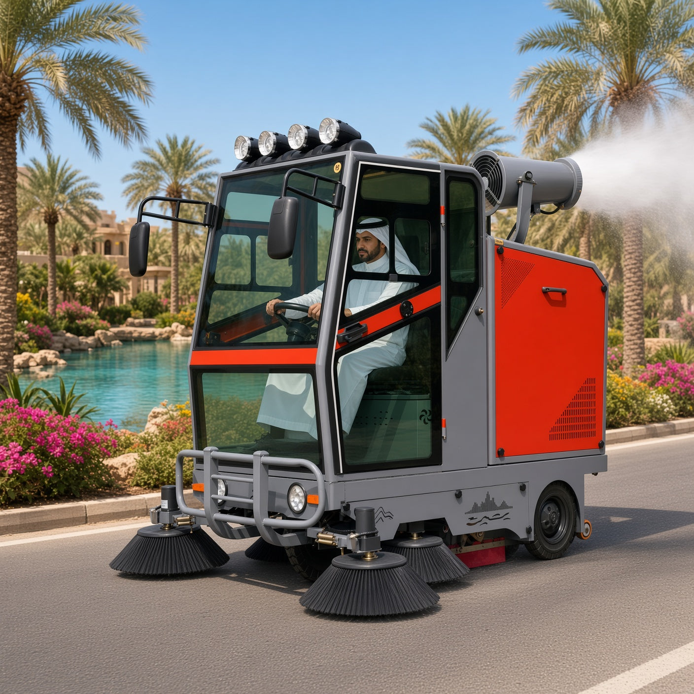 YX-G20E Electric Street Sweeper 2050mm Sweeping Width 9000-16000㎡/h Efficiency 48V Drive High-Pressure Pump Intelligent Control