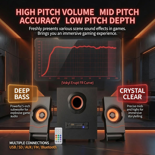 FT-C10U-BT Bluetooth Multimedia Speaker 5W+3W×2 RMS Portable Desktop Speaker with Remote Control