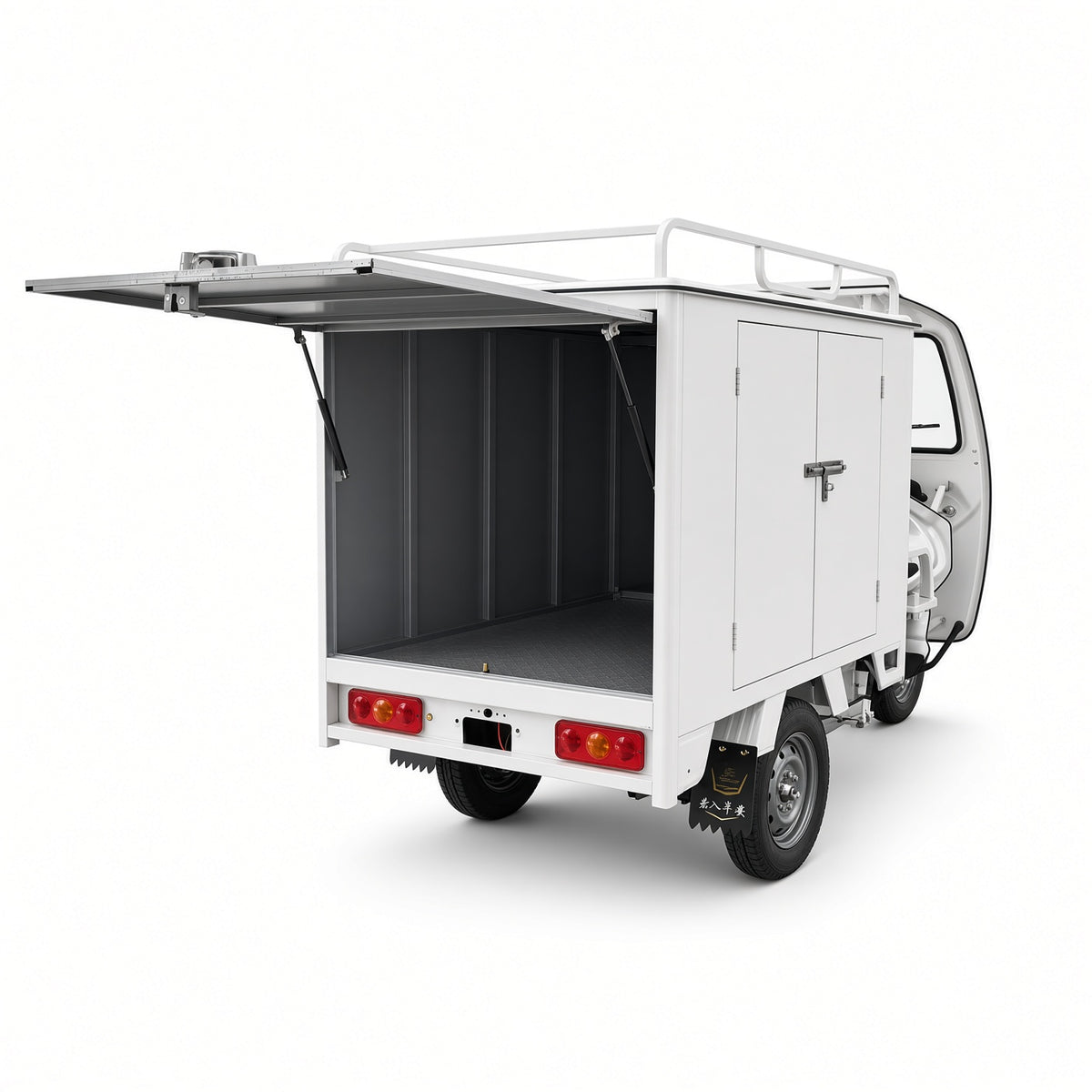 K1-150 Electric Delivery Tricycle 1.5m Enclosed Box 1200W 60V/72V Side+Rear Open 500kg Rated Load