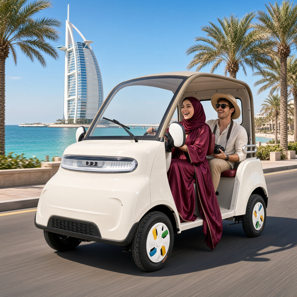 Leisure 4-Wheel Electric Car 800W Dual 18-Tube Controller 3-4 Seater Canopy 50-70km Range
