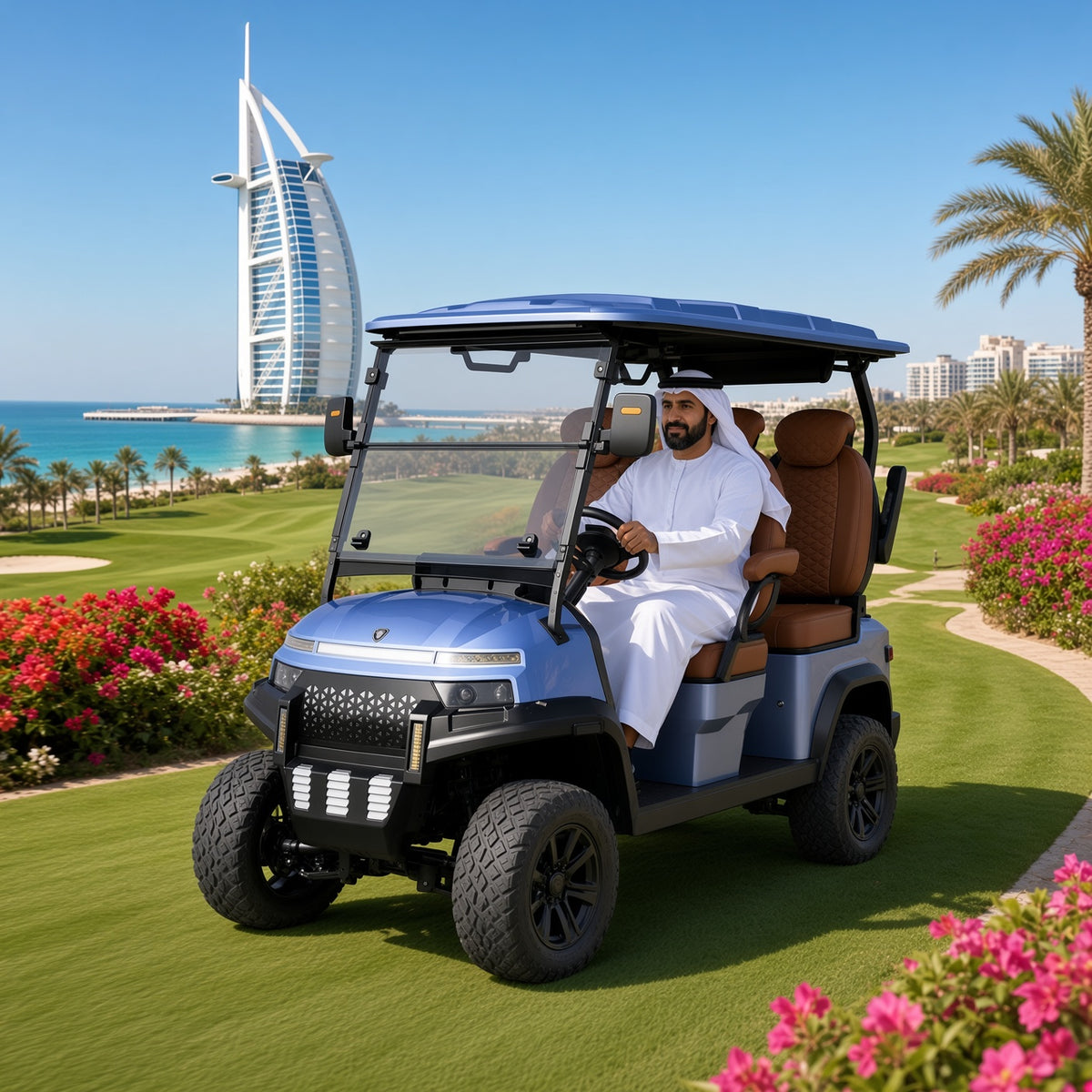 QL4 Electric Golf Sightseeing Cart 100km Range 26-45km/h Adjustable Speed 110V/220V Lithium Charging