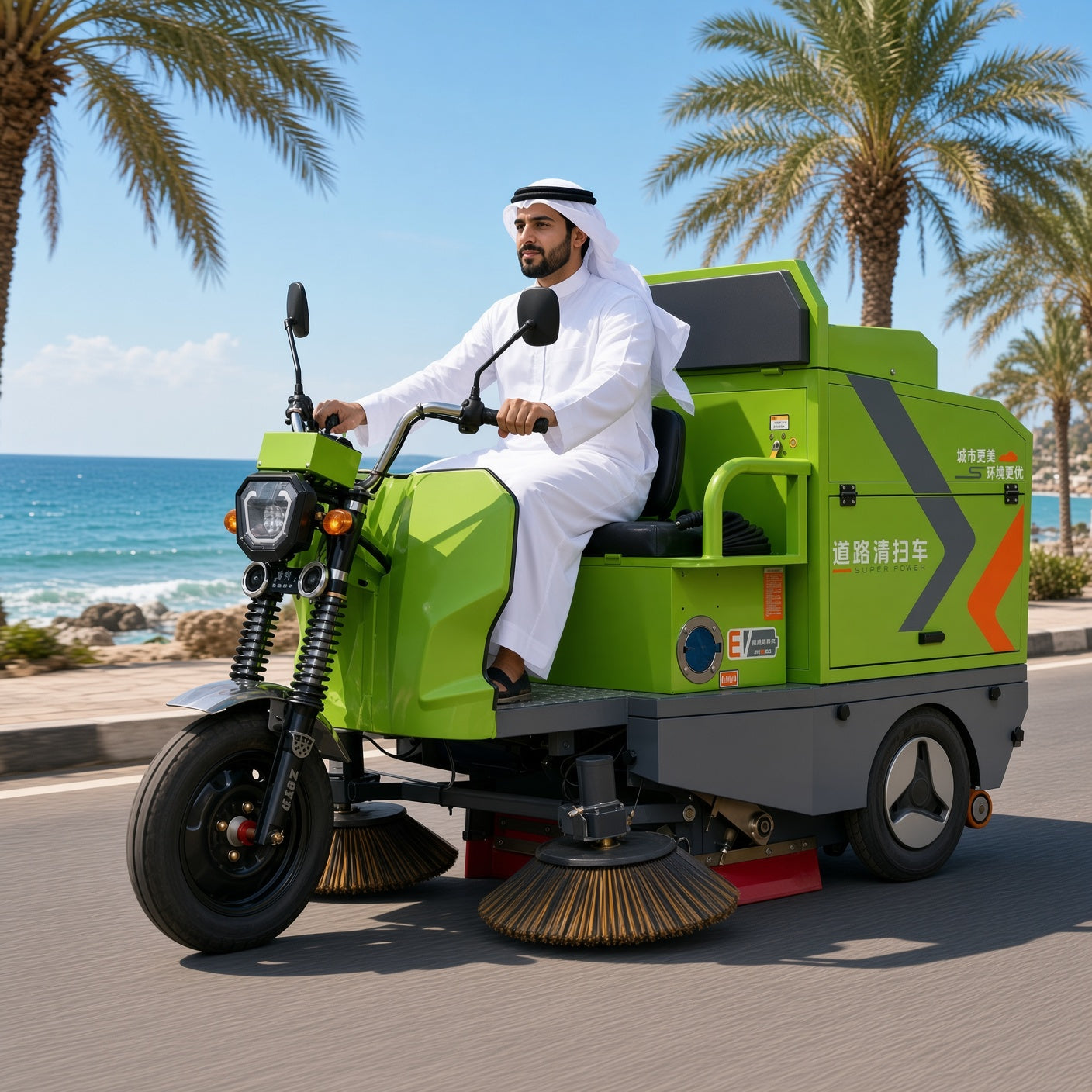 YX-14C Three-Wheel Electric Street Sweeper 1400mm Sweeping Width 9000-15000㎡/h Efficiency 48V Drive Intelligent Contr