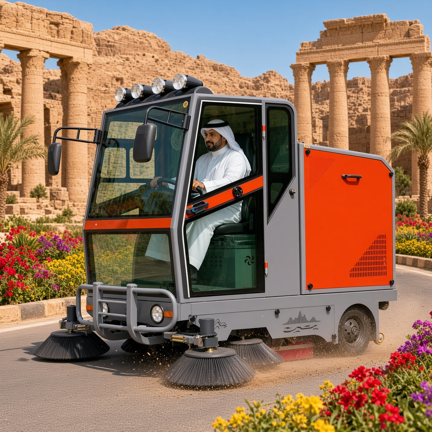 YX-20E Electric Street Sweeper 2050mm Sweeping Width 9000-16000㎡/h Efficiency 48V Drive Intelligent Control