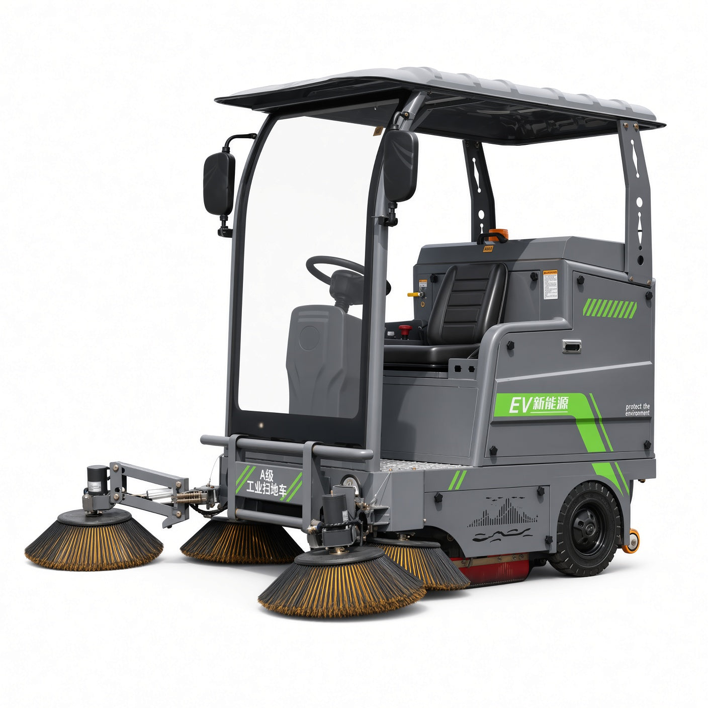 YX-16A 5-Brush Electric Street Sweeper 2200mm Sweeping Width 9000-16000㎡/h Efficiency 48V Drive Intelligent Control