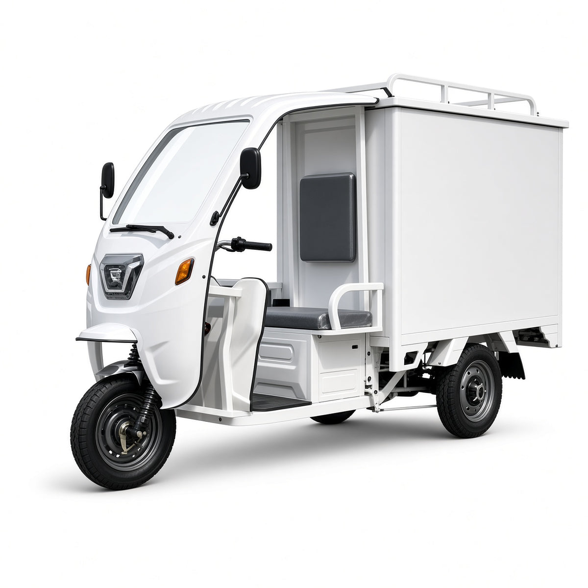 K1-150 Electric Delivery Tricycle 1.5m Enclosed Box 1200W 60V/72V Side+Rear Open 500kg Rated Load