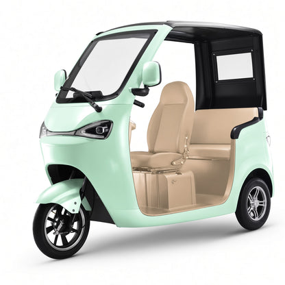 OP1200DZK Electric Cabin Tricycle L2E 60V 45Ah 70km Range 40km/h 2-Seater EEC