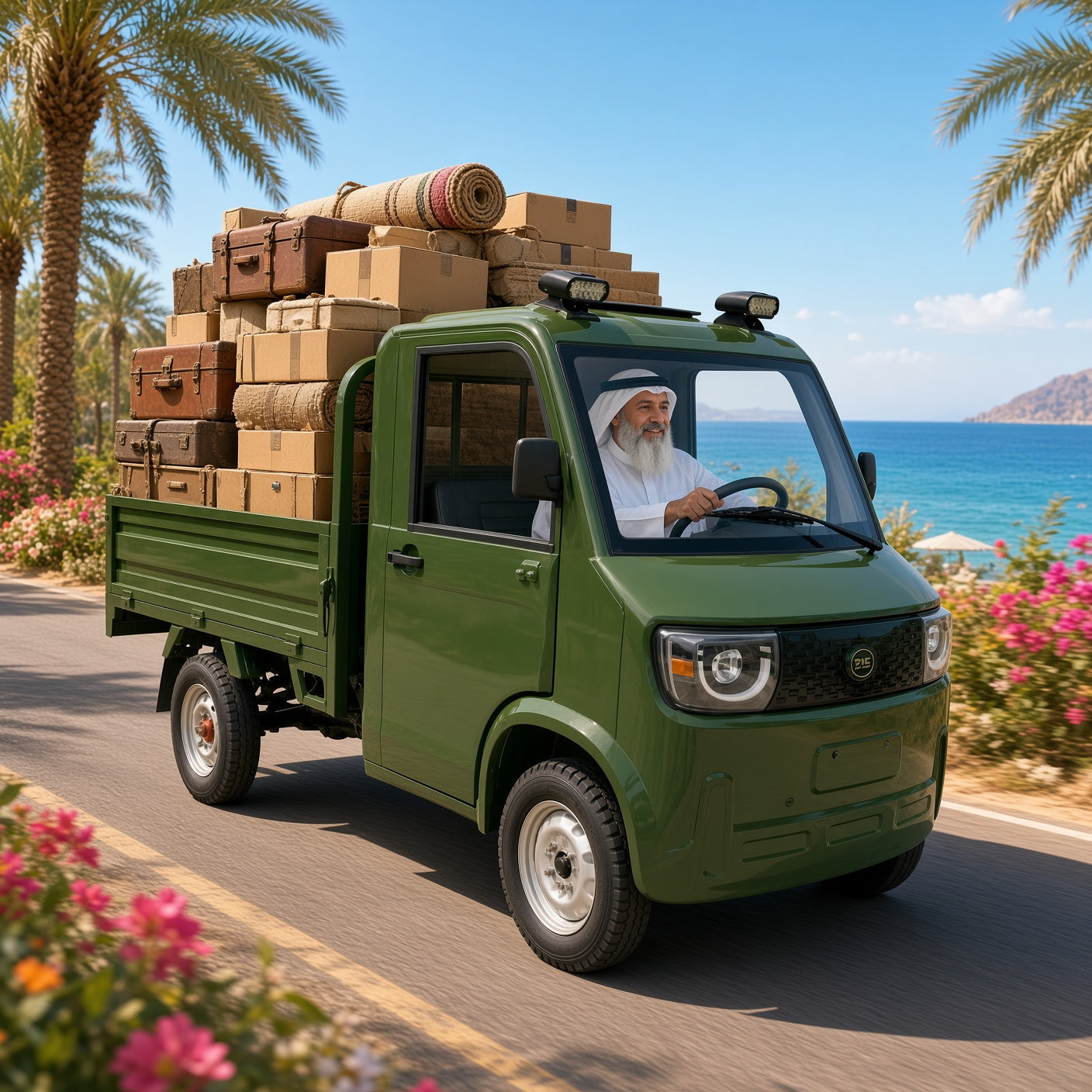 Ice Cream Pickup Electric Truck 60V/72V 2000W Motor 1000kg Load 1.8m Cargo Bed for Short-Distance Hauling