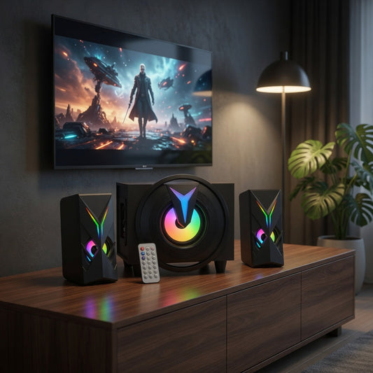 K10-9005ACBT 2.1 Channel Multimedia Bluetooth Speaker 10W+5Wx2 USB Powered RGB Light