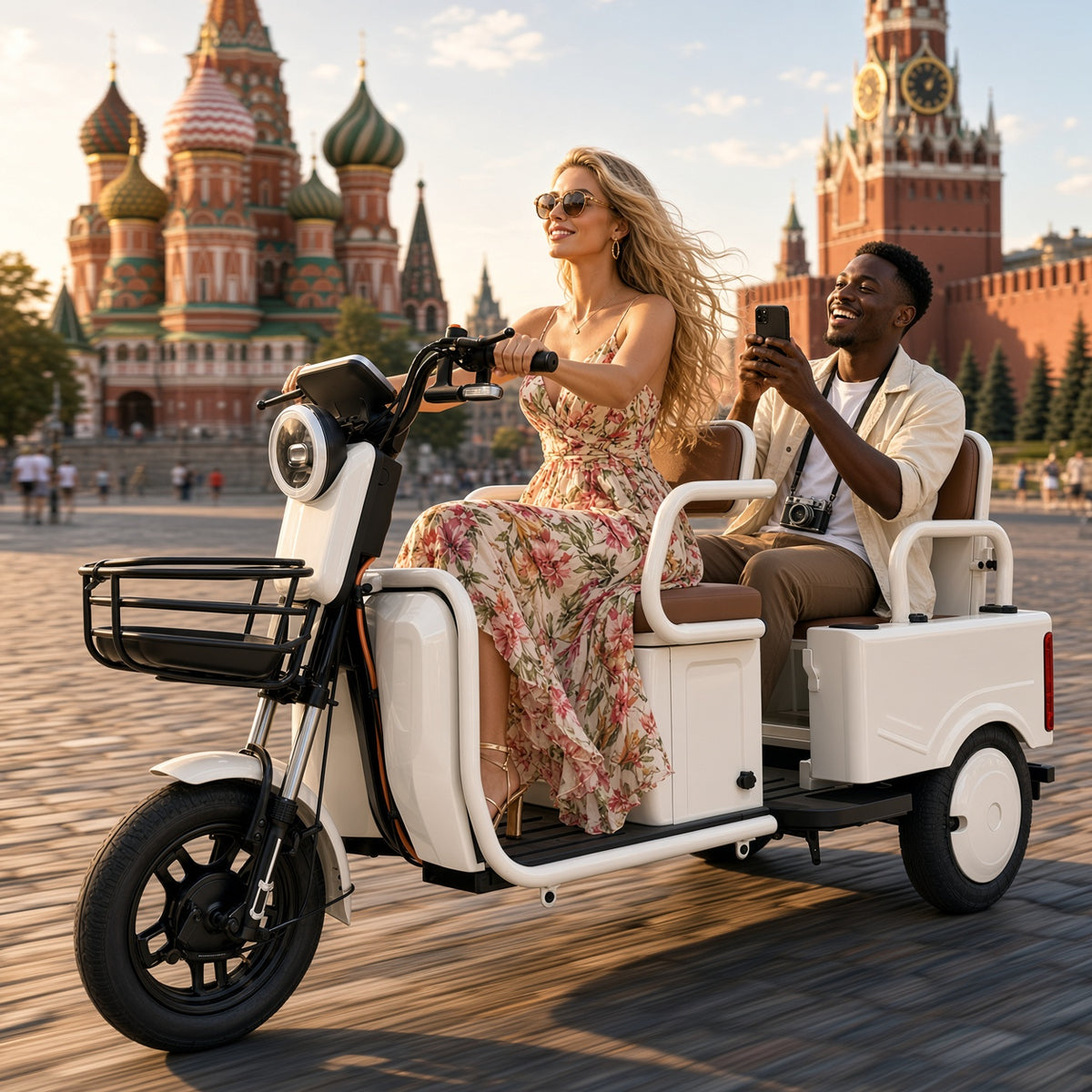 L6 Leisure Electric Tricycle 500W 48V/60V 700×700mm Cargo Box Foldable Seat 175kg Rated L