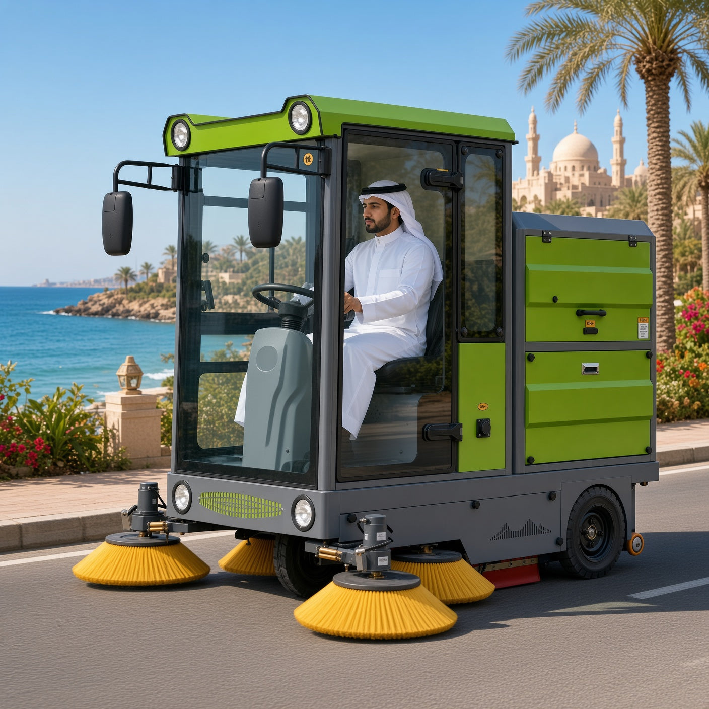 YX-21A Electric Street Sweeper 2100mm Sweeping Width 9000-16000㎡/h Efficiency 48V Drive Intelligent Control