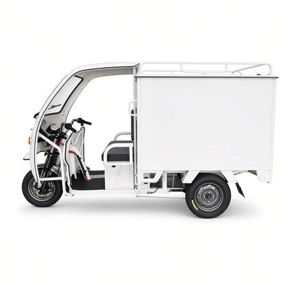 K1-150 Electric Delivery Tricycle 1.5m Enclosed Box 1200W 60V/72V Side+Rear Open 500kg Rated Load