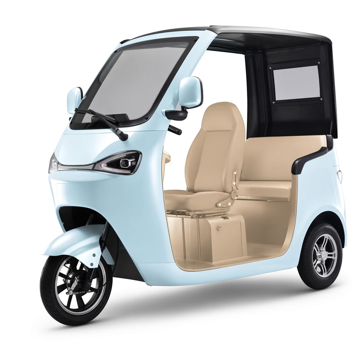 OP1200DZK Electric Cabin Tricycle L2E 60V 45Ah 70km Range 40km/h 2-Seater EEC