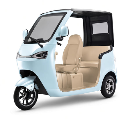 OP1200DZK Electric Cabin Tricycle L2E 60V 45Ah 70km Range 40km/h 2-Seater EEC