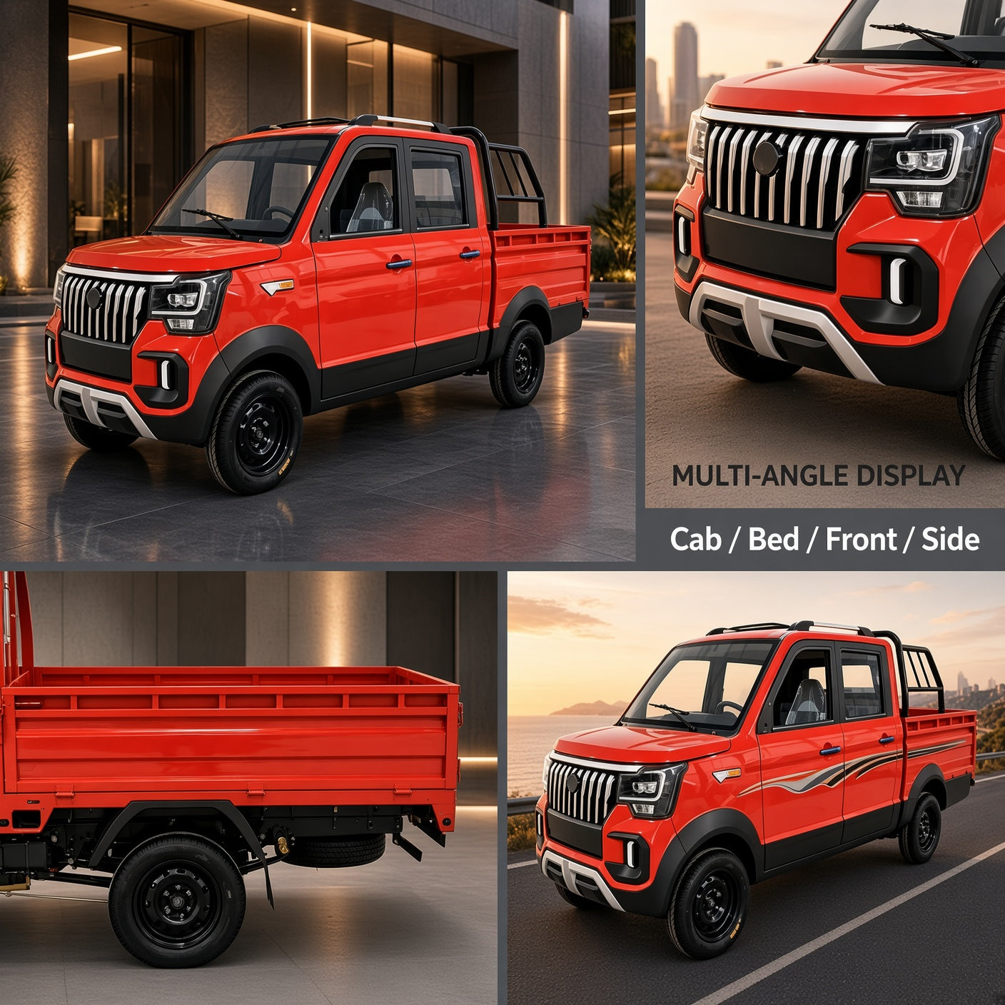 Oushang Pickup 4-Wheel Electric Truck 2000W Motor 40-50km/h Top Speed 80-100km Range for City Cargo