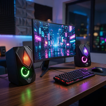 FT-169 N-19 MINI 2.0 USB Desktop Speaker Dual Speaker RGB Lighting Multimedia Computer Speaker