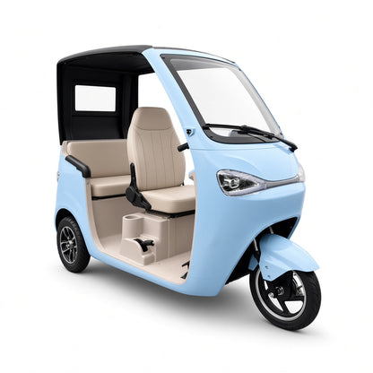OP1200DZK Electric Cabin Tricycle L2E 60V 45Ah 70km Range 40km/h 2-Seater EEC