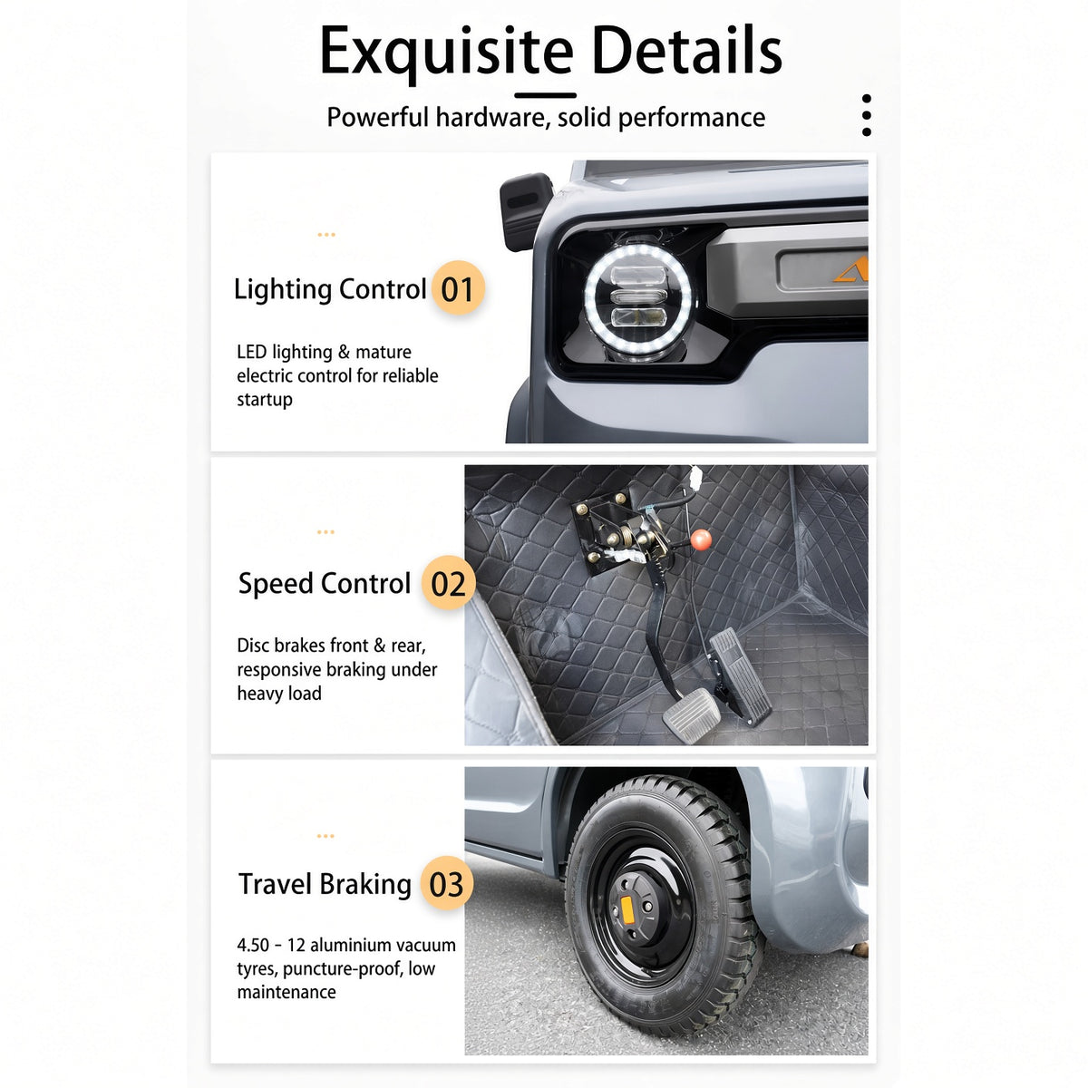 A41 Electric Cargo Truck L6E 72V 106Ah Lithium 3kW Motor 70-85km Range 25/45km/h