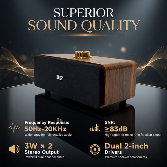 M4005 Desktop Bluetooth Speaker USB Powered Dual Speaker Wooden Design Portable Audio System