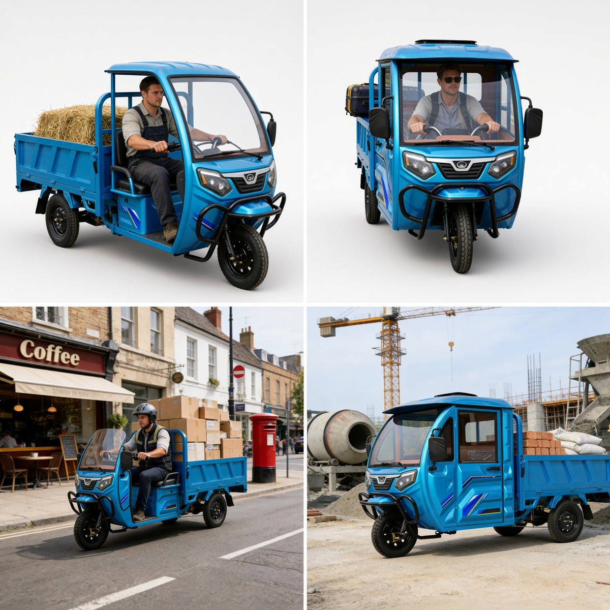 Q8 Enclosed Electric Cargo Tricycle 600-800kg Load 70-90km Range 30-50km/h 2-Seater