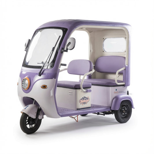 A8 Electric Three Wheel Sightseeing Vehicle 30H Differential Motor 60V 72V Battery Three Speed Gear Digital LCD Display Tempered Glass Passenger Vehicle