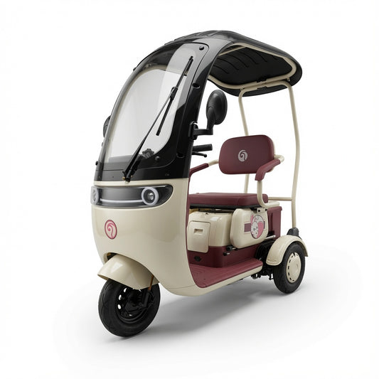 Q3 Electric Three Wheel Sightseeing Vehicle 25H Differential Motor 48V 60V Battery Support Three Speed Gear Electric Wiper Tempered Glass LCD Display Mobility Vehicle