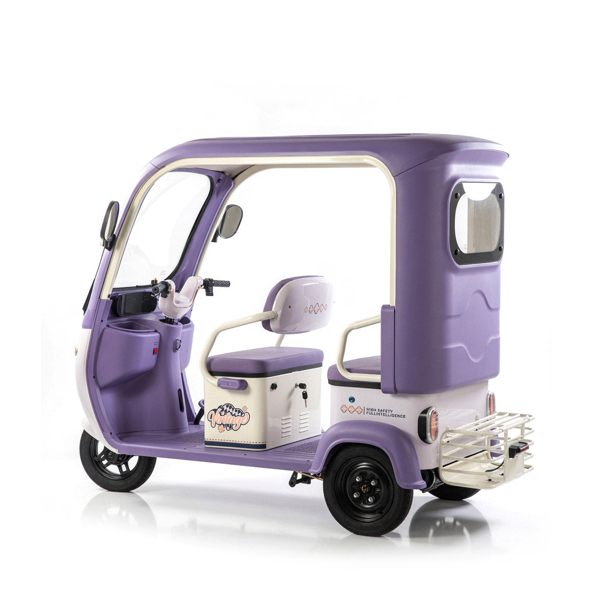 A8 Electric Three Wheel Sightseeing Vehicle 30H Differential Motor 60V 72V Battery Three Speed Gear Digital LCD Display Tempered Glass Passenger Vehicle