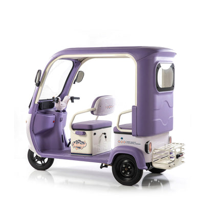 A8 Electric Three Wheel Sightseeing Vehicle 30H Differential Motor 60V 72V Battery Three Speed Gear Digital LCD Display Tempered Glass Passenger Vehicle