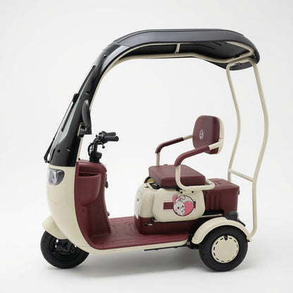 Q3 Electric Three Wheel Sightseeing Vehicle 25H Differential Motor 48V 60V Battery Support Three Speed Gear Electric Wiper Tempered Glass LCD Display Mobility Vehicle