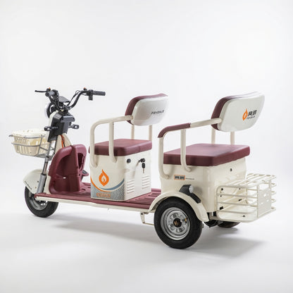 C5 Electric Three Wheel Vehicle 25H Copper Motor 12 Tube Controller Front Rear Tubeless Tires Three Speed Gear Digital LCD Display Two Seat Mobility Vehicle