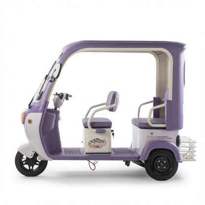 A8 Electric Three Wheel Sightseeing Vehicle 30H Differential Motor 60V 72V Battery Three Speed Gear Digital LCD Display Tempered Glass Passenger Vehicle