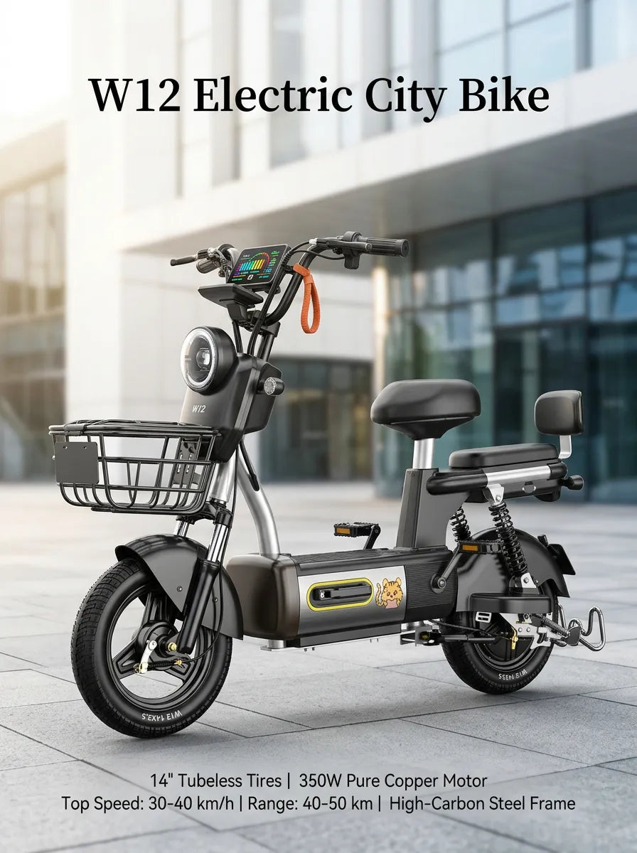 W12 14 Inch Electric Bicycle, Max Assisted Speed 25km/h, 350W, 20Ah